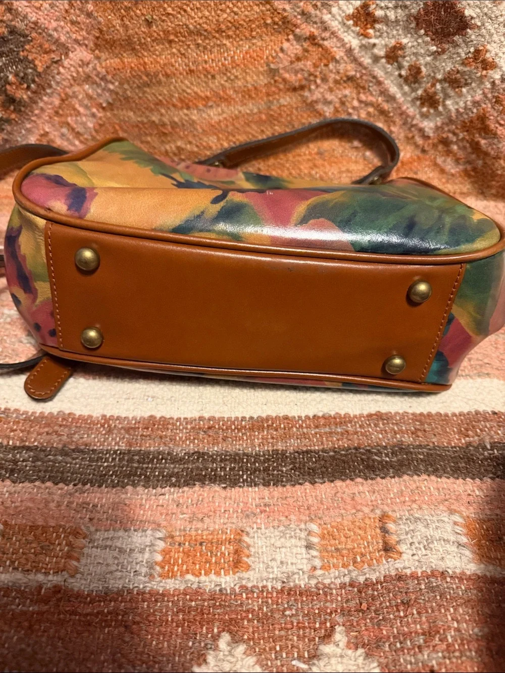 Patricia Nash Gracchi Watercolor Leather Satchel Purse Crossbody Handbag